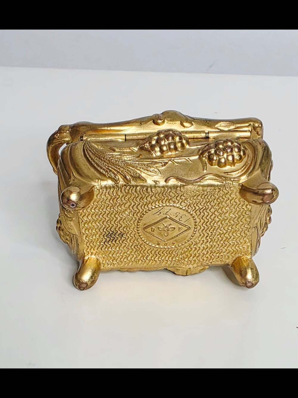 Antique 1800s Art Nouveau Ornate Gold Floral Jewellery Casket/Trinket Box - Picture 6 of 11